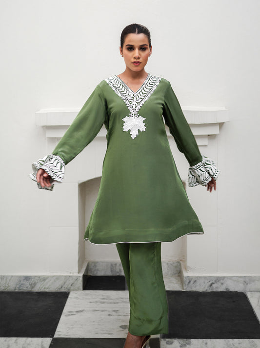 Nargis Olive Green Co-ord Set
