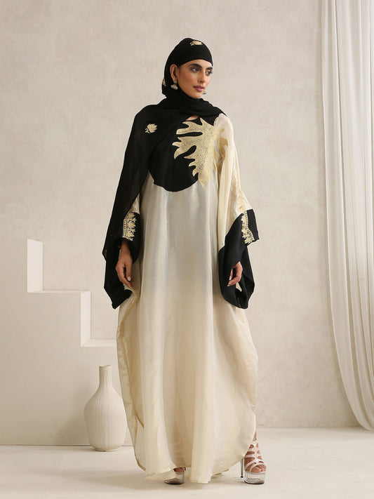 Nargis Kashmiri Embroidered Silk Abaya with Sheila
