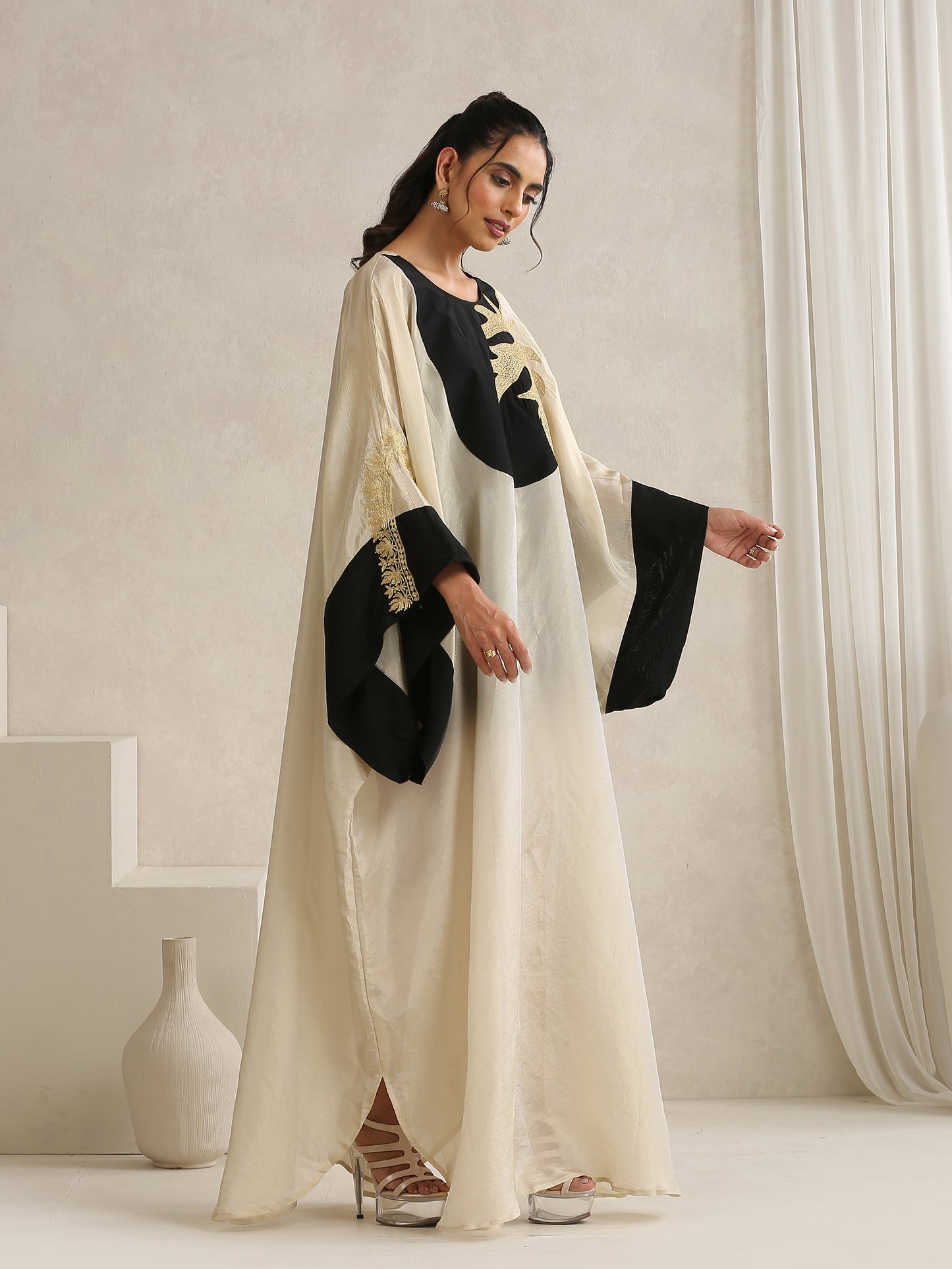Nargis Kashmiri Embroidered Silk Abaya with Sheila
