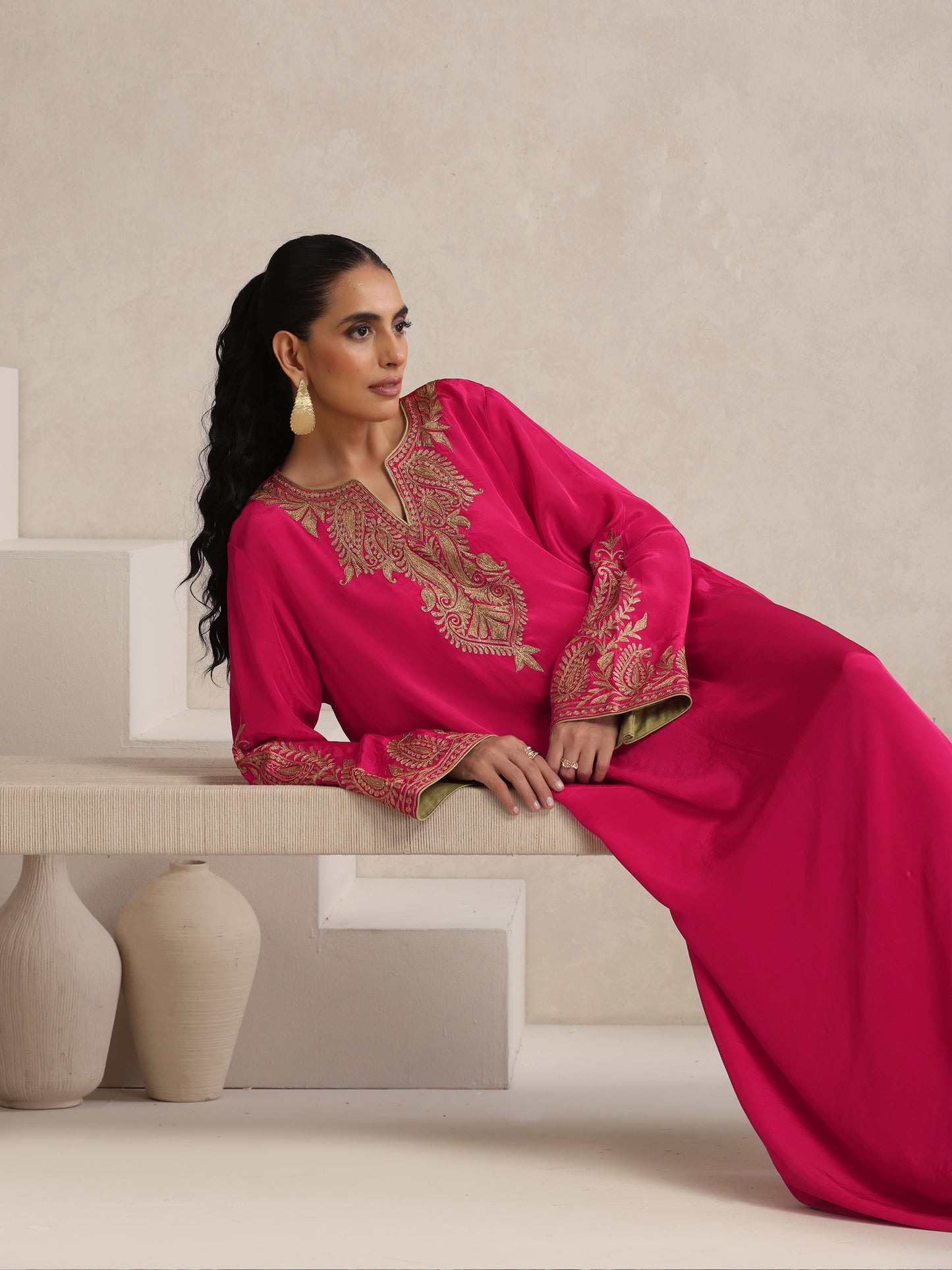 Afsana Hot Pink Kaftan
