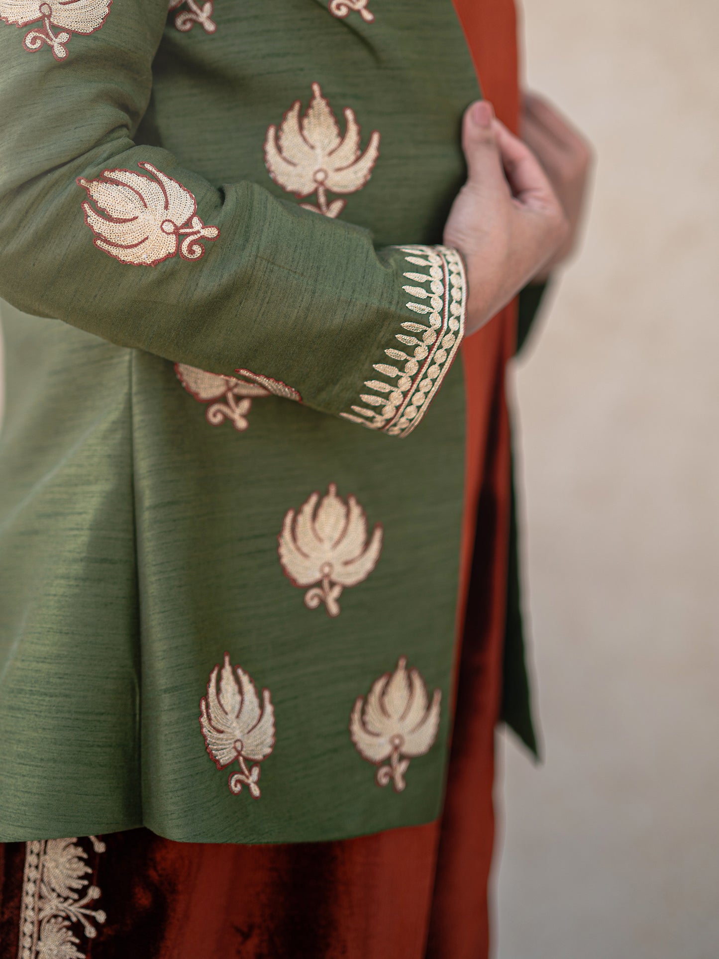 Zoon Rust & Mehandi Green Jacket Set