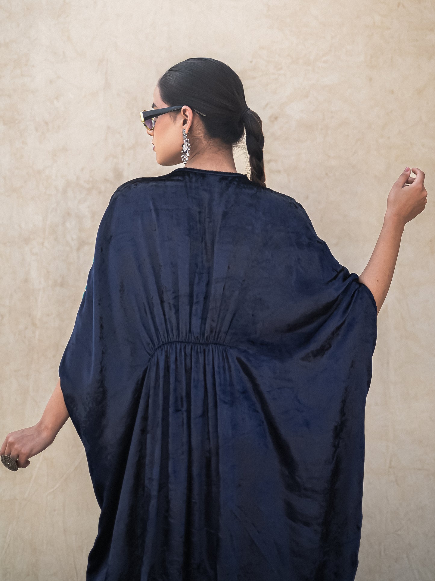 Zoon Peacock Blue Velvet Kaftan