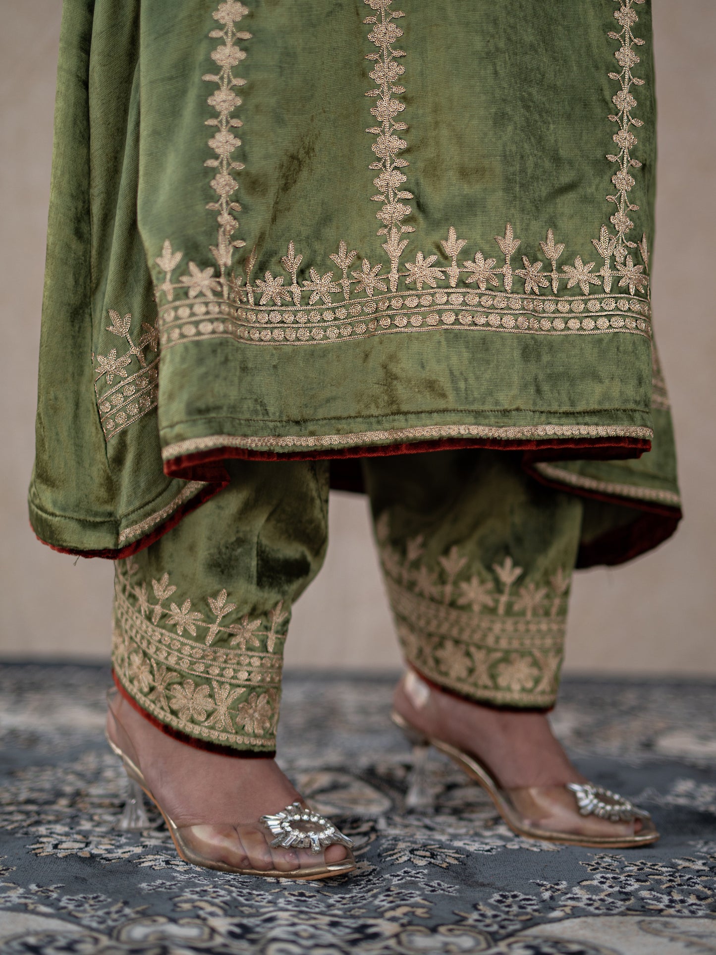 Zoon Olive Green Choga Set