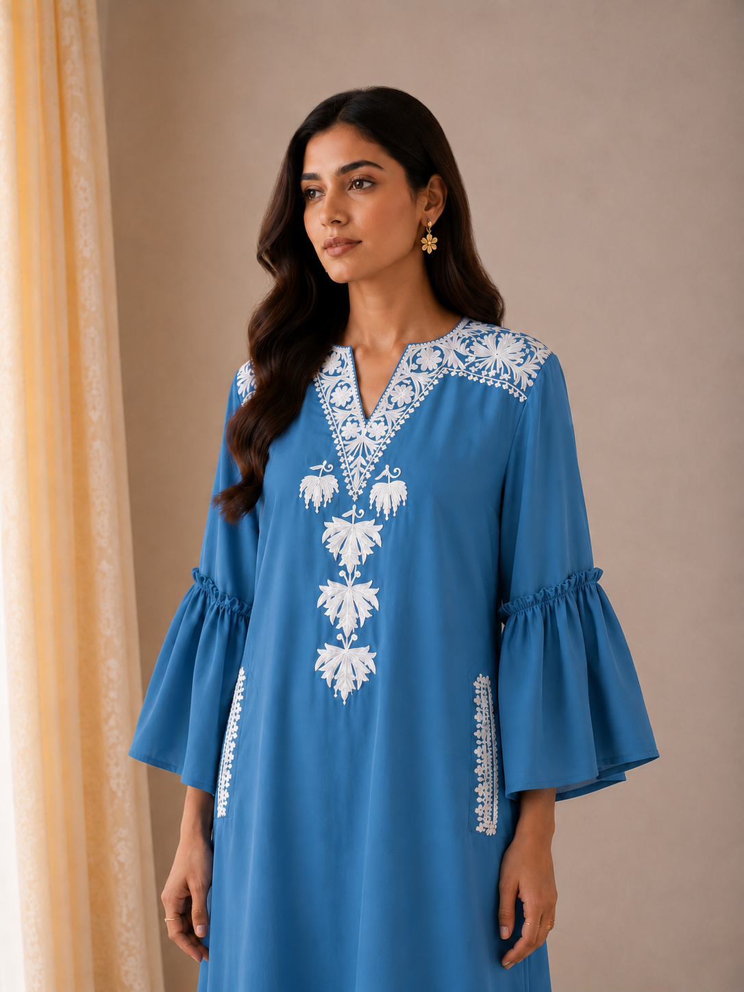 Sehar Blue Linen Dress
