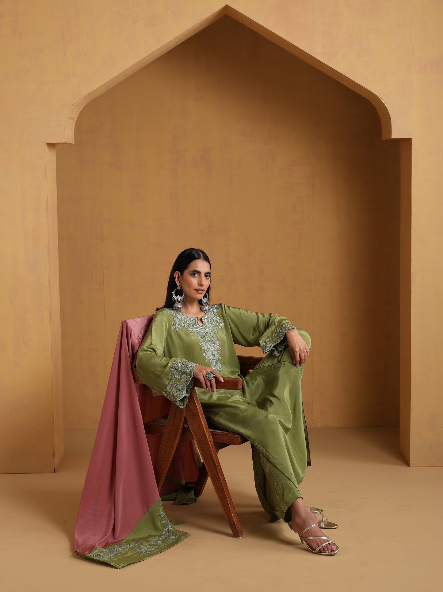 Sehar Green & Dust Pink Suit Set
