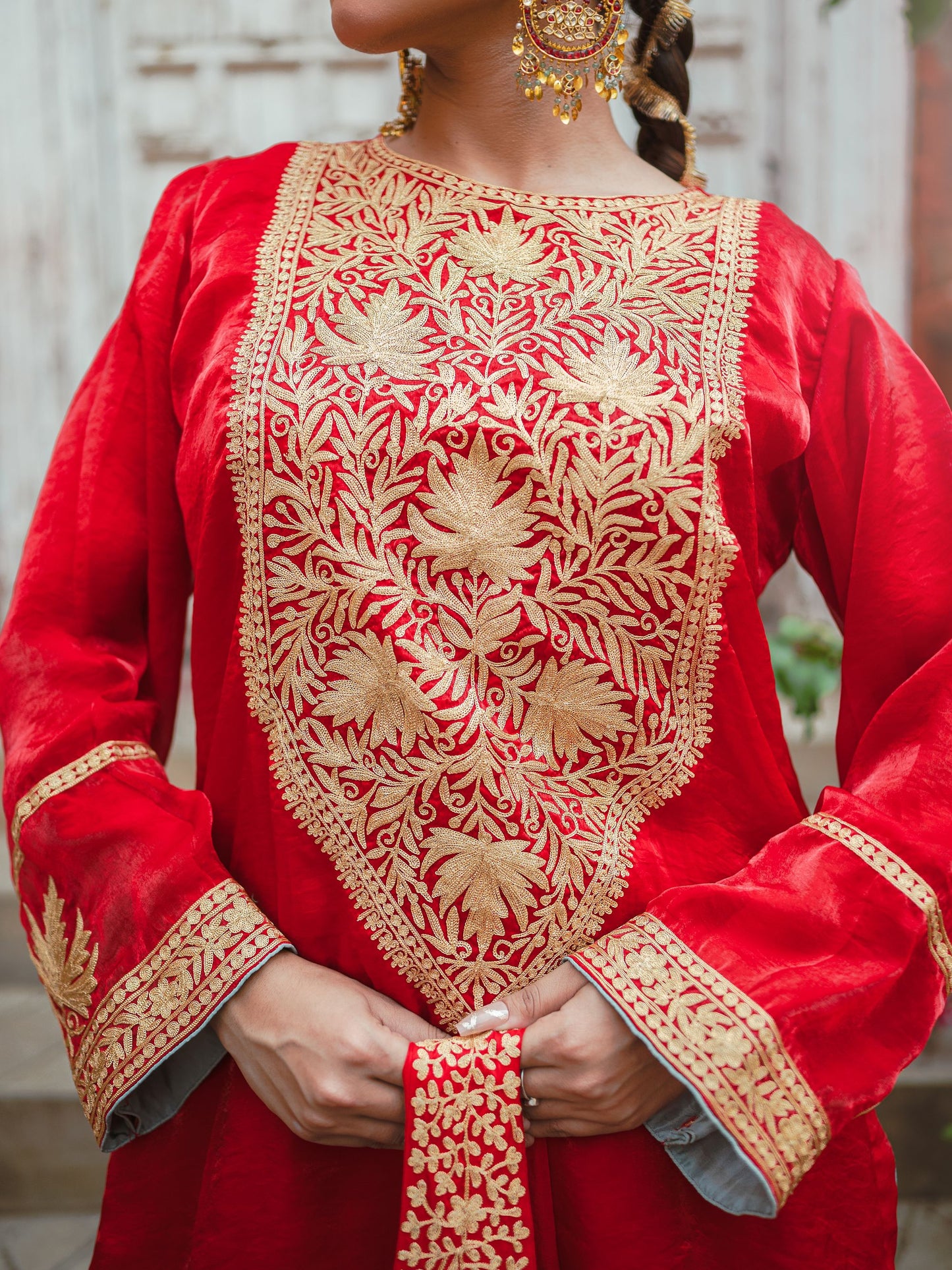 Ghazal Red & Sky Blue Suit Set