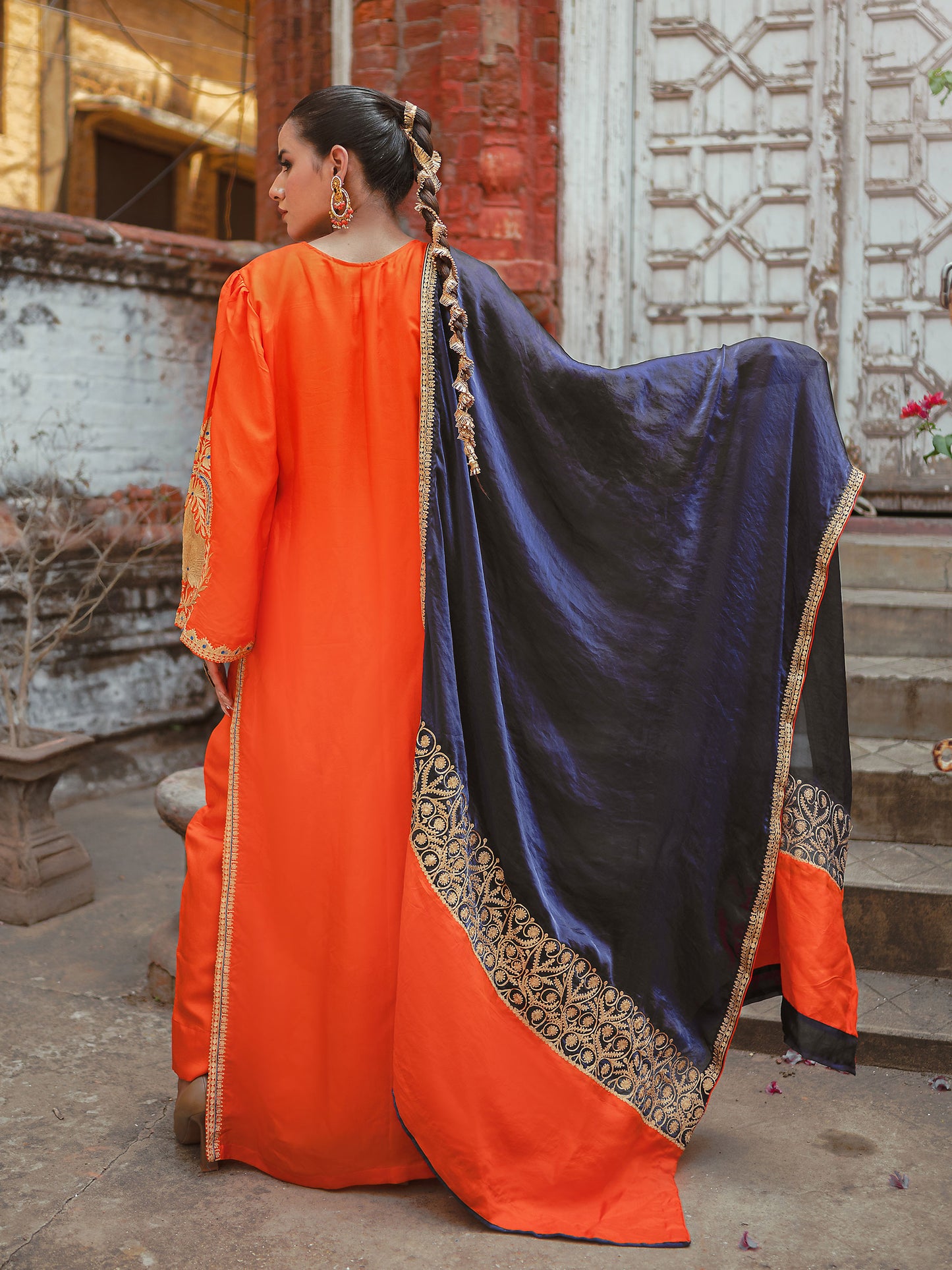Ghazal Orange & Blue Suit Set