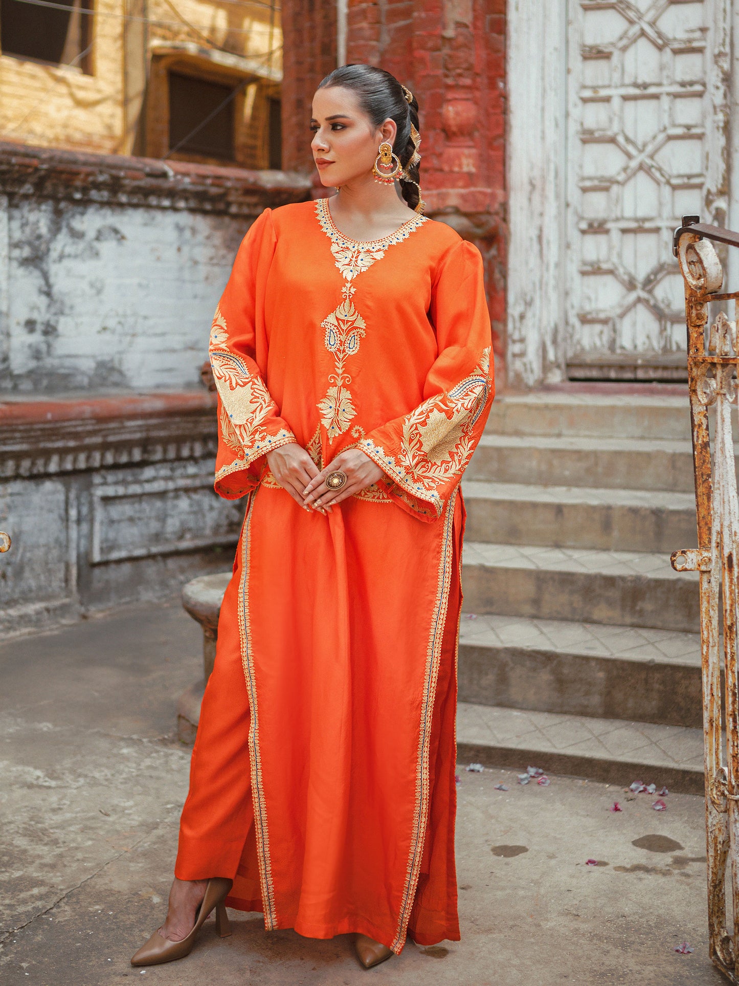 Ghazal Orange & Blue Suit Set