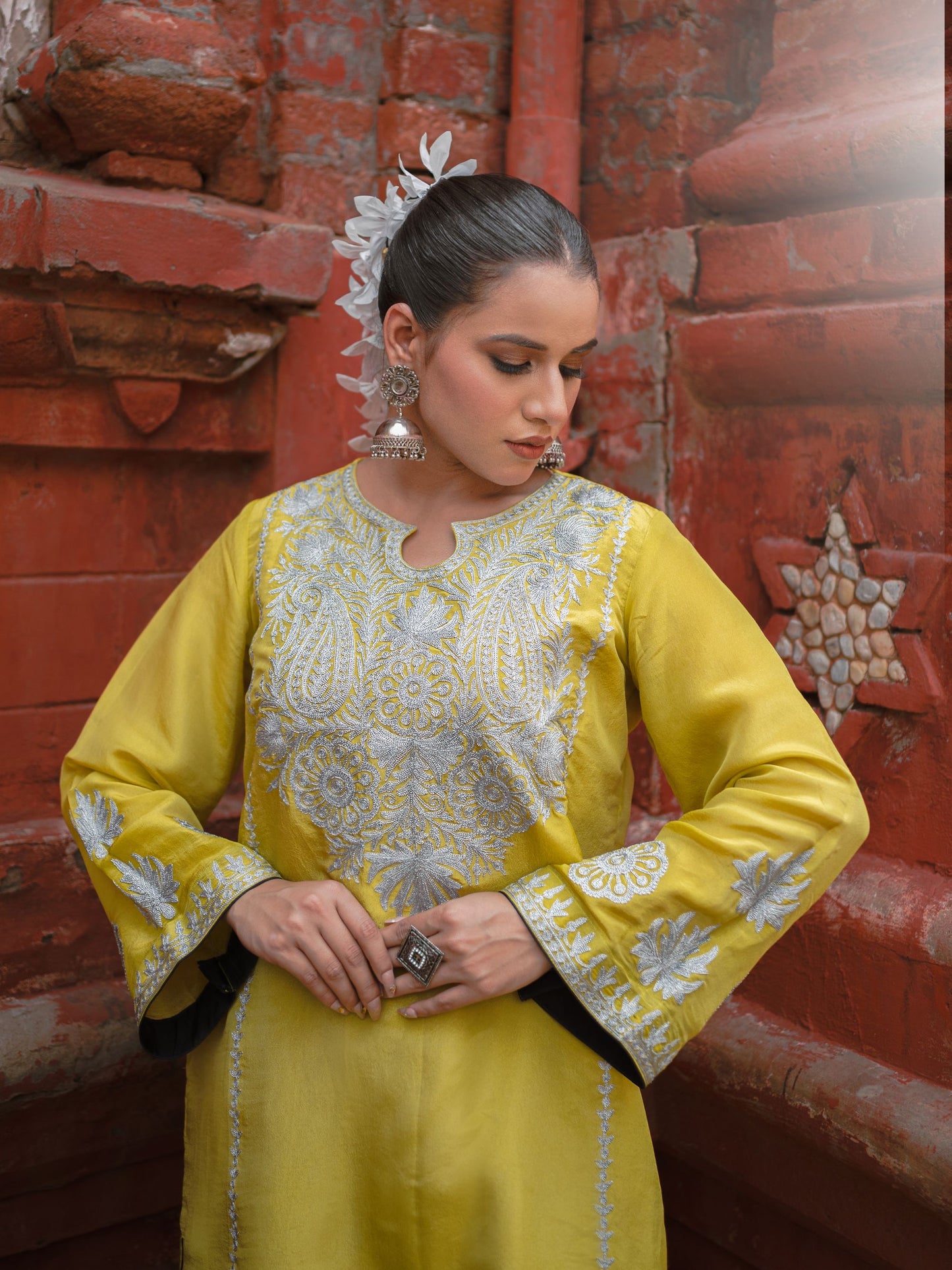 Ghazal Yellow & Blue Pheran Set