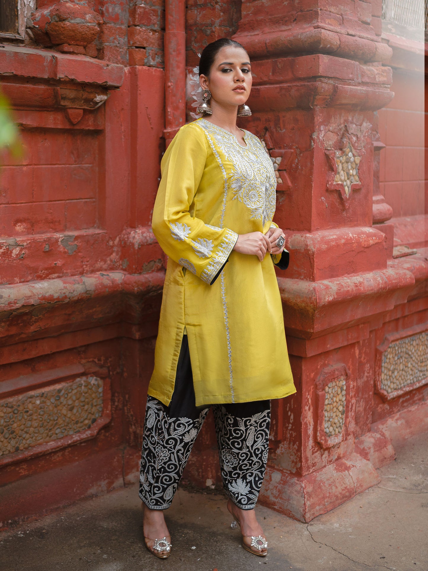 Ghazal Yellow & Blue Pheran Set