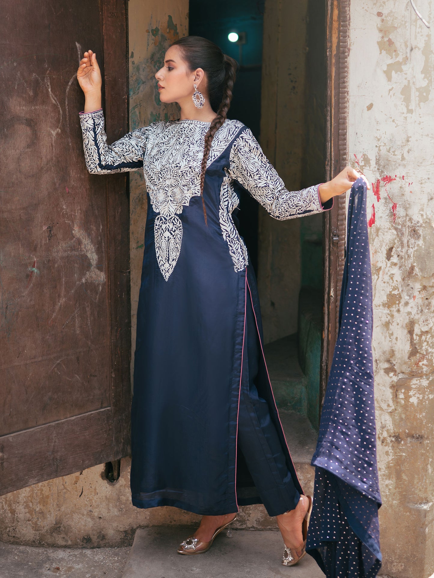 Ghazal Blue Silver Tilla Suit Set