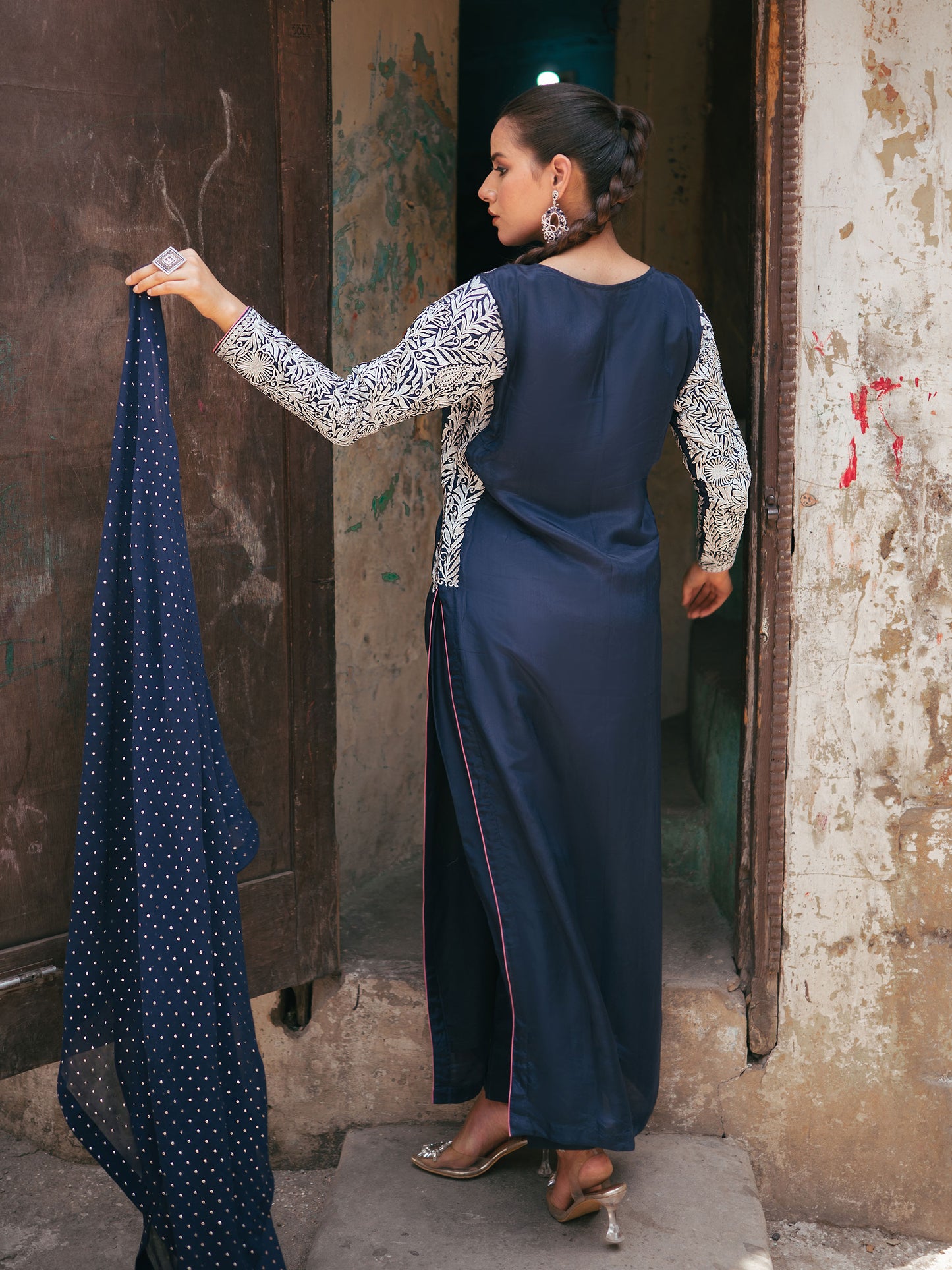 Ghazal Blue Silver Tilla Suit Set