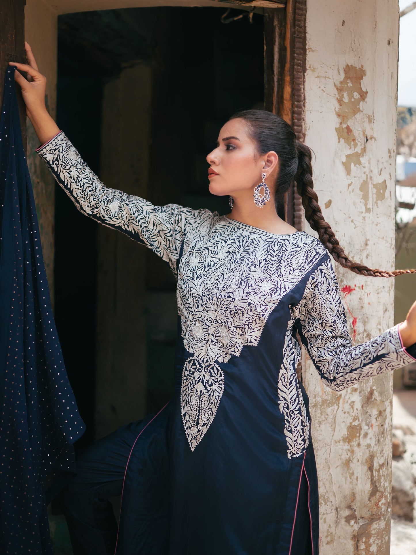Ghazal Blue Silver Tilla Suit Set