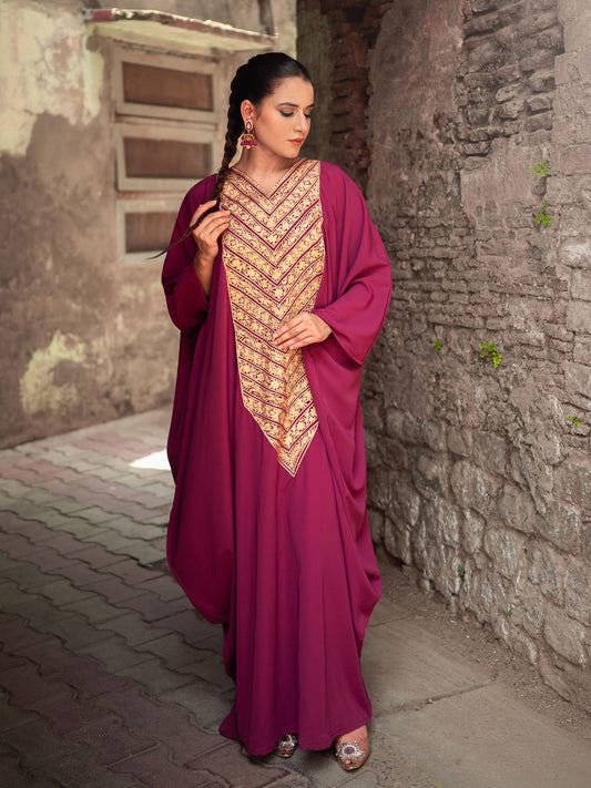 Ghazal Long Neck Embroidered Kaftan