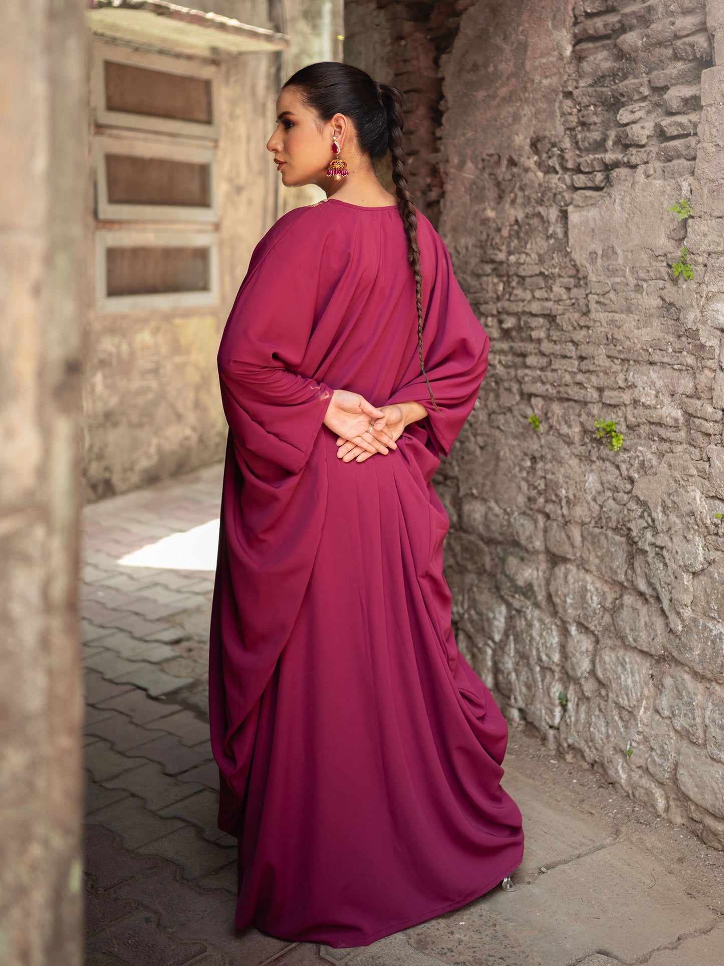 Ghazal Long Neck Embroidered Kaftan