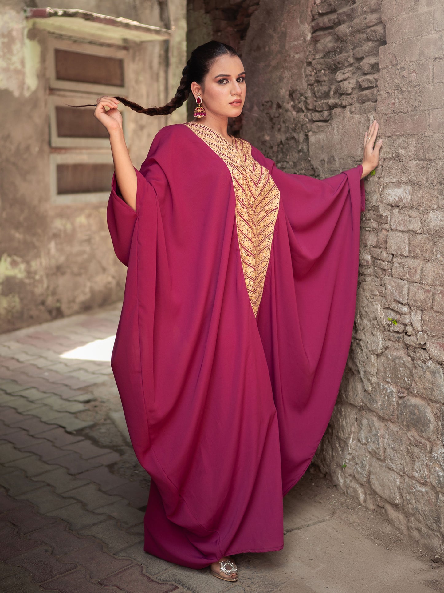 Ghazal Long Neck Embroidered Kaftan