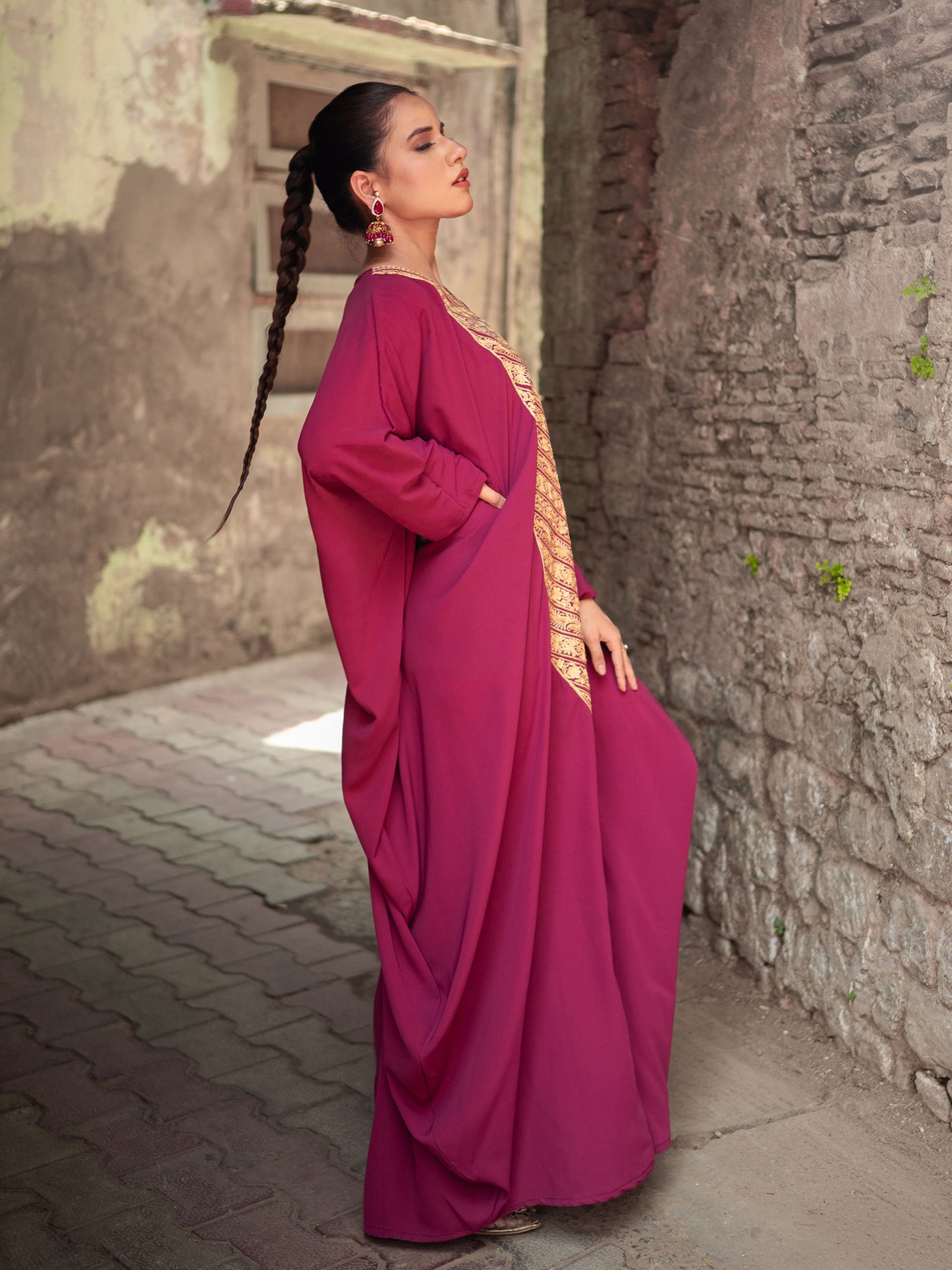 Ghazal Long Neck Embroidered Kaftan