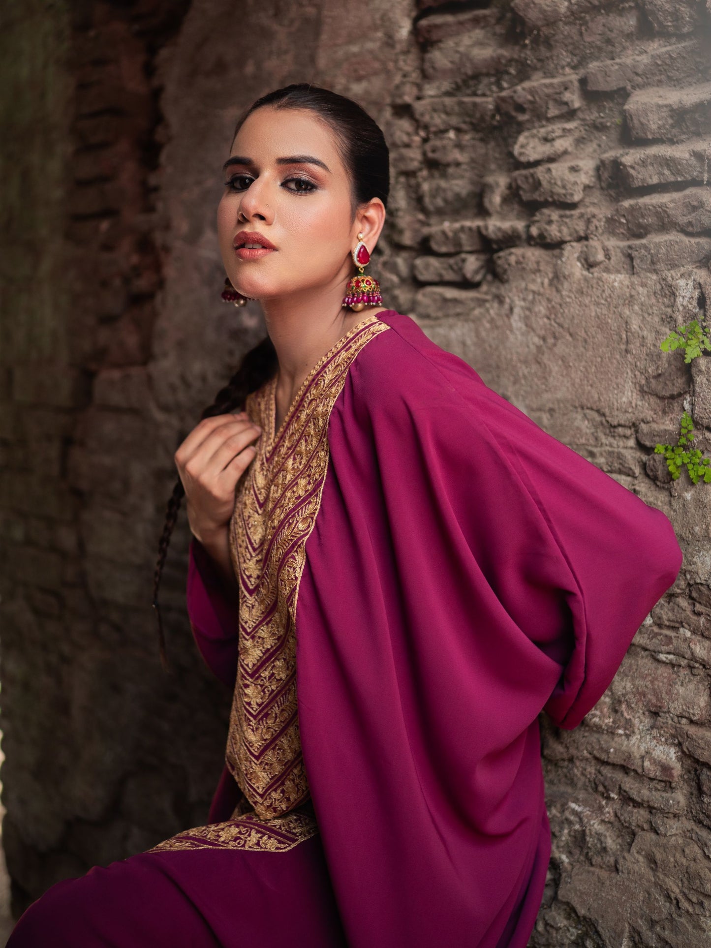 Ghazal Long Neck Embroidered Kaftan