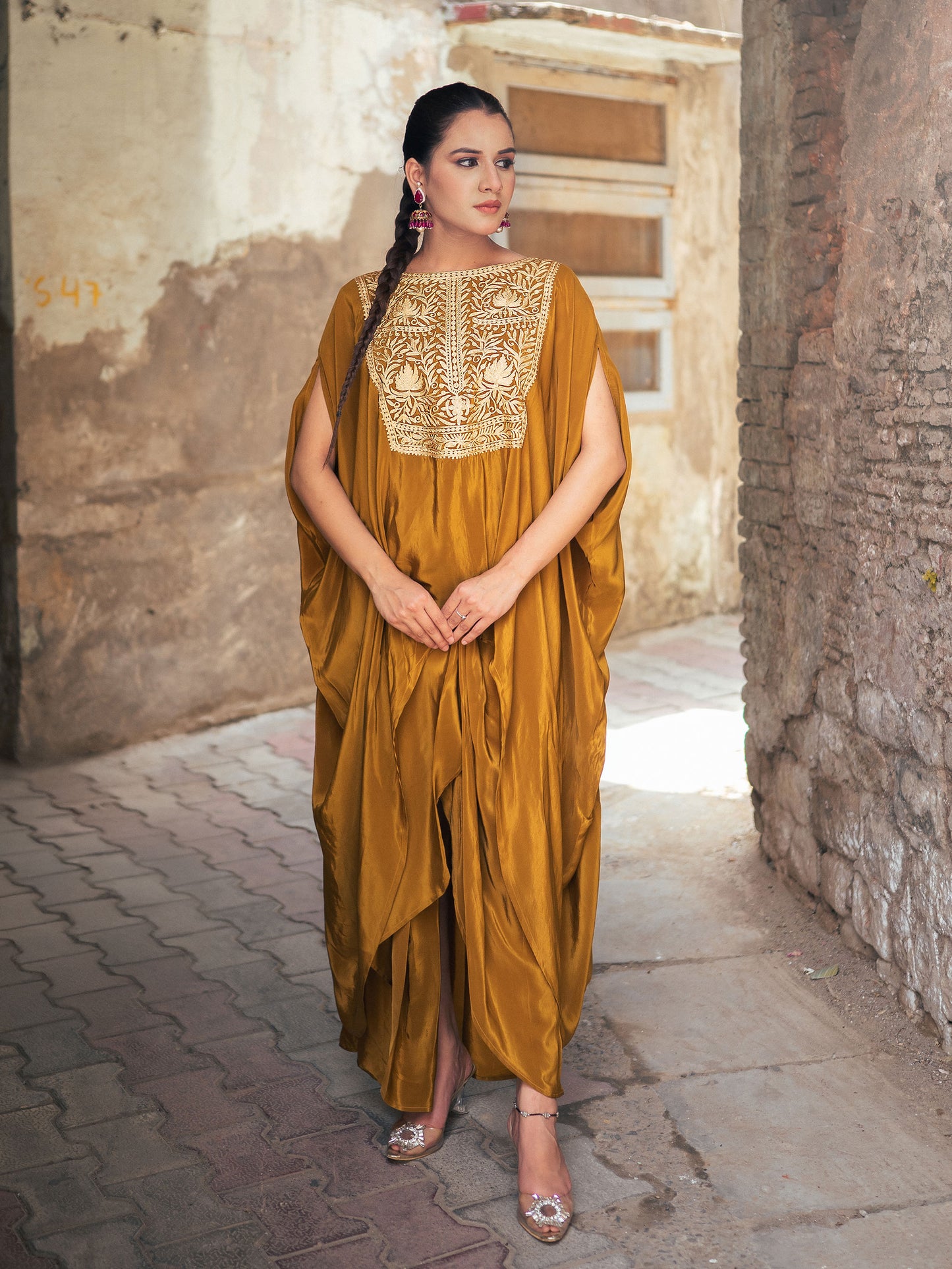 Ghazal Mustard Kaftan Set