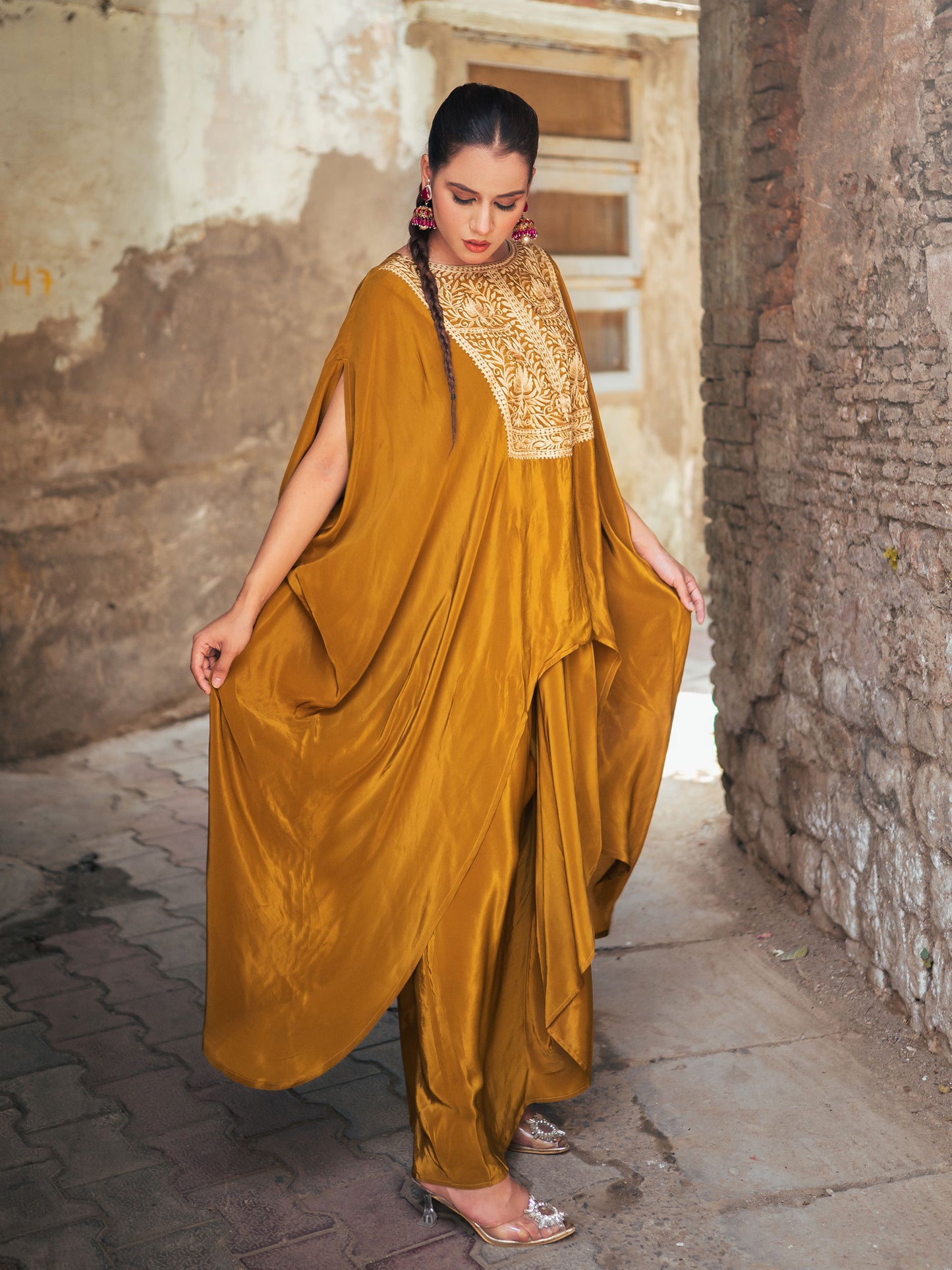 Ghazal Mustard Kaftan Set