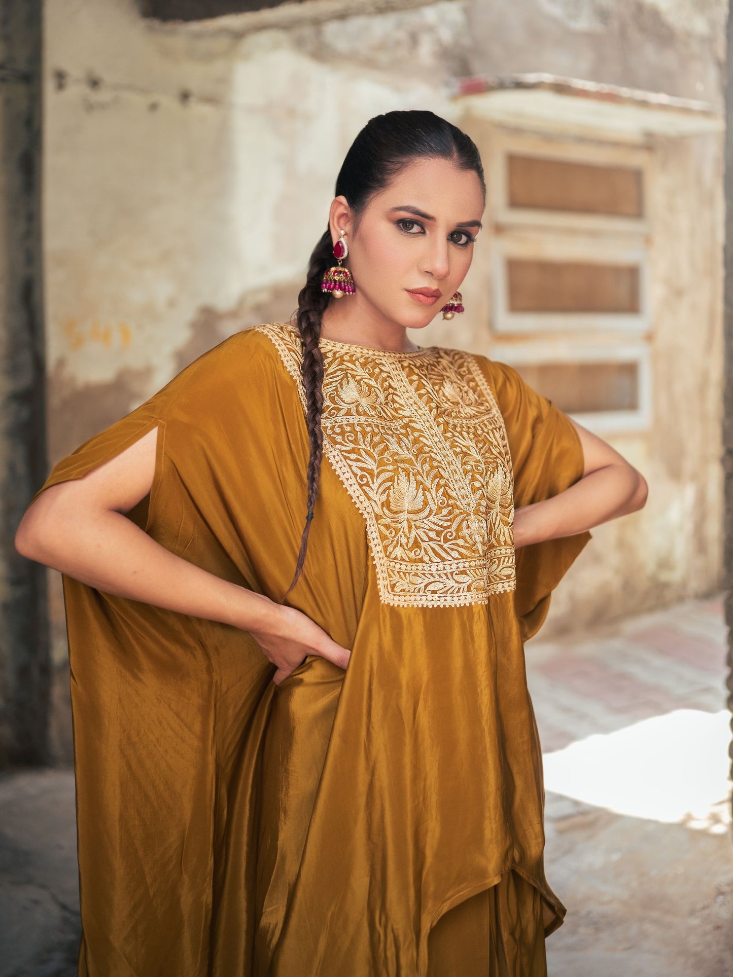 Ghazal Mustard Kaftan Set