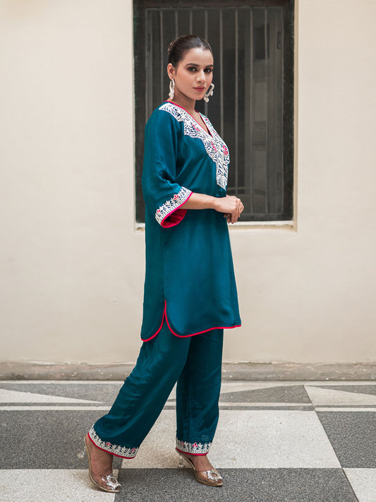 Ghazal Teal Blue Co-ord Set