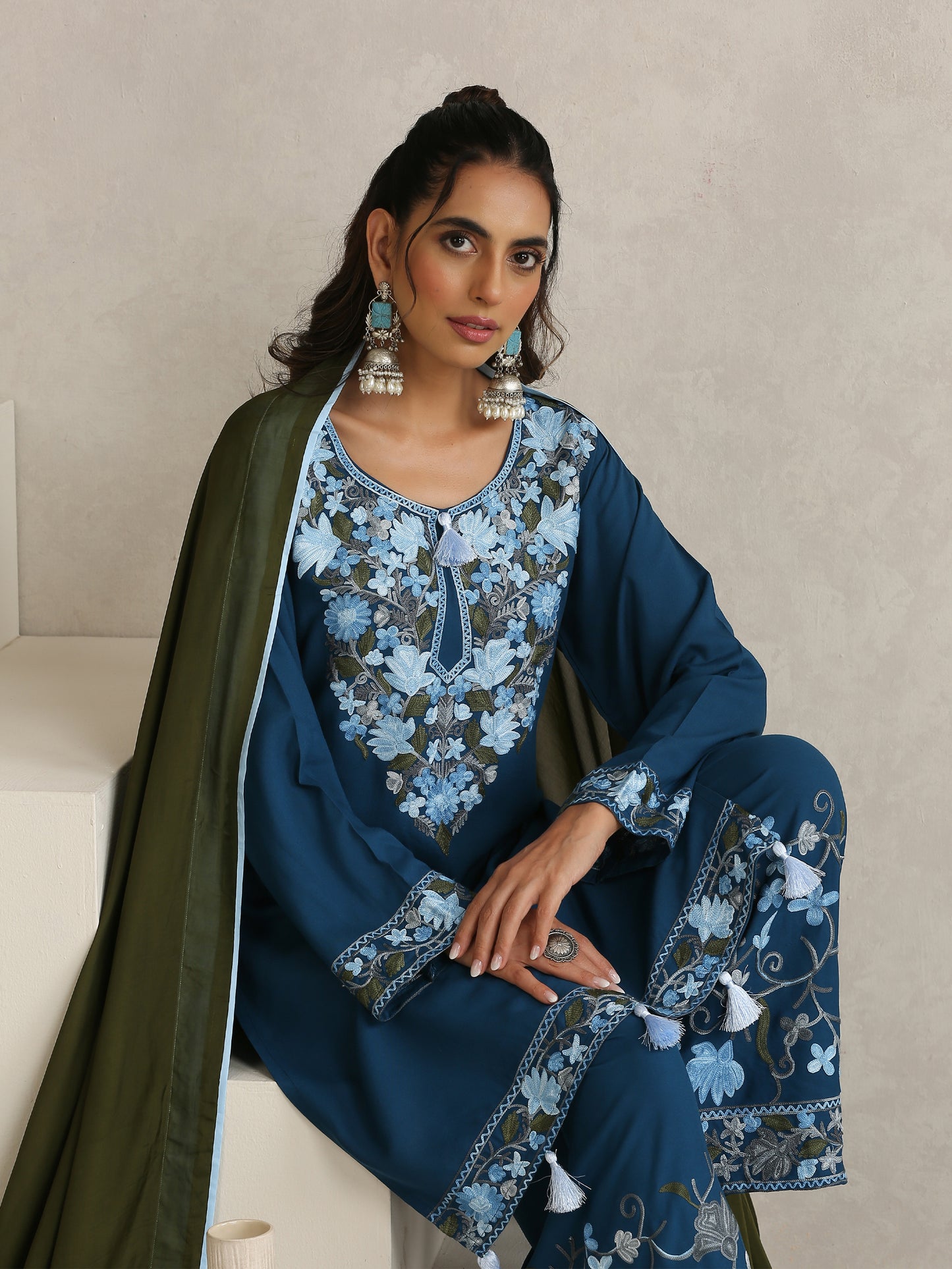 Nargis Blue Embroidered Suit Set