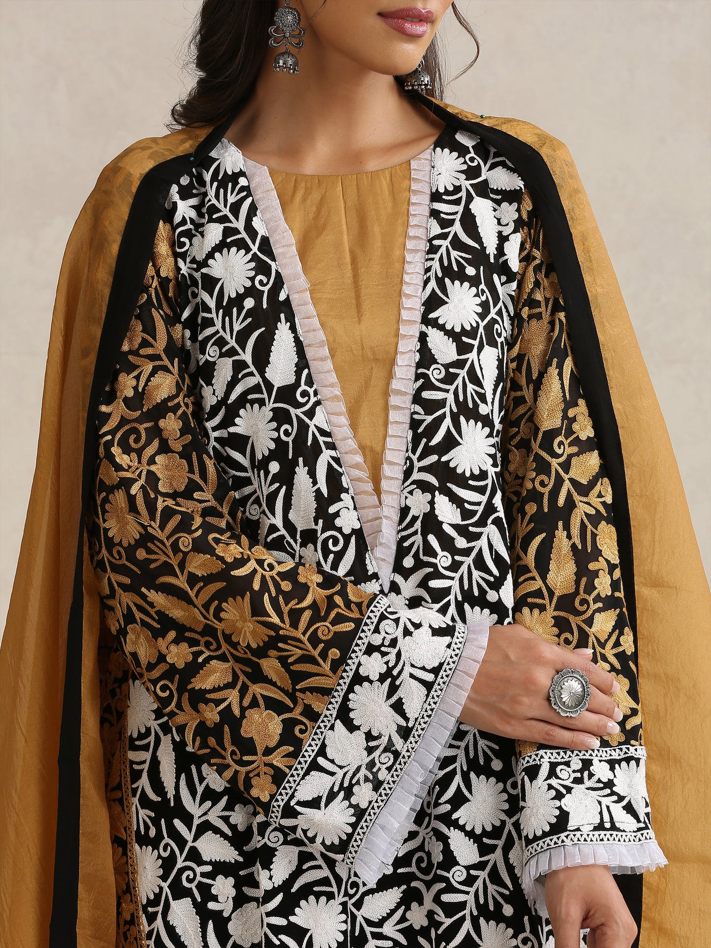 Nargis Black & White Suit Set