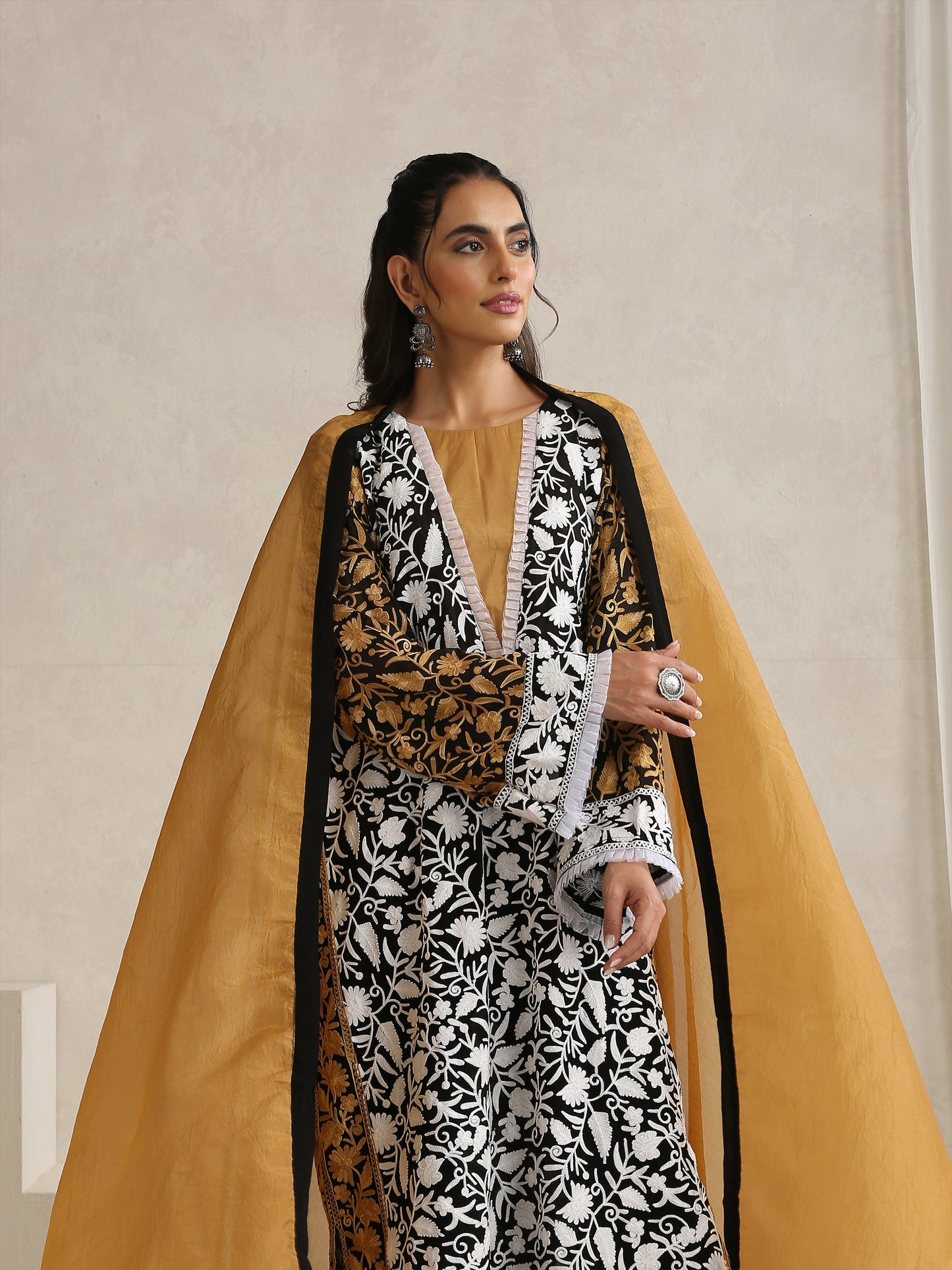 Nargis Black & White Suit Set