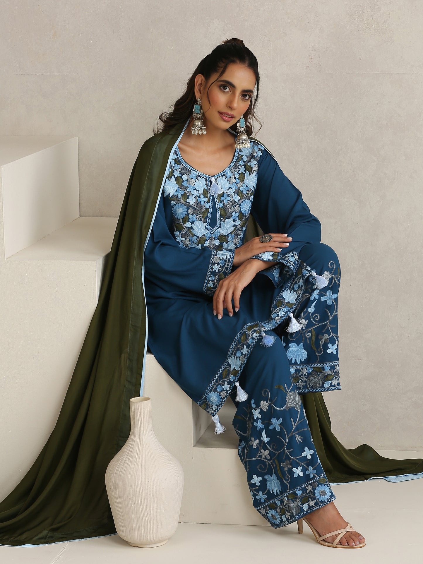 Nargis Blue Embroidered Suit Set