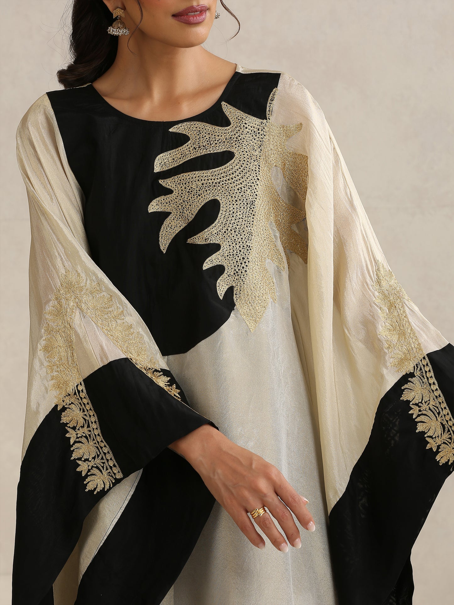 Nargis Kashmiri Embroidered Silk Abaya with Sheila