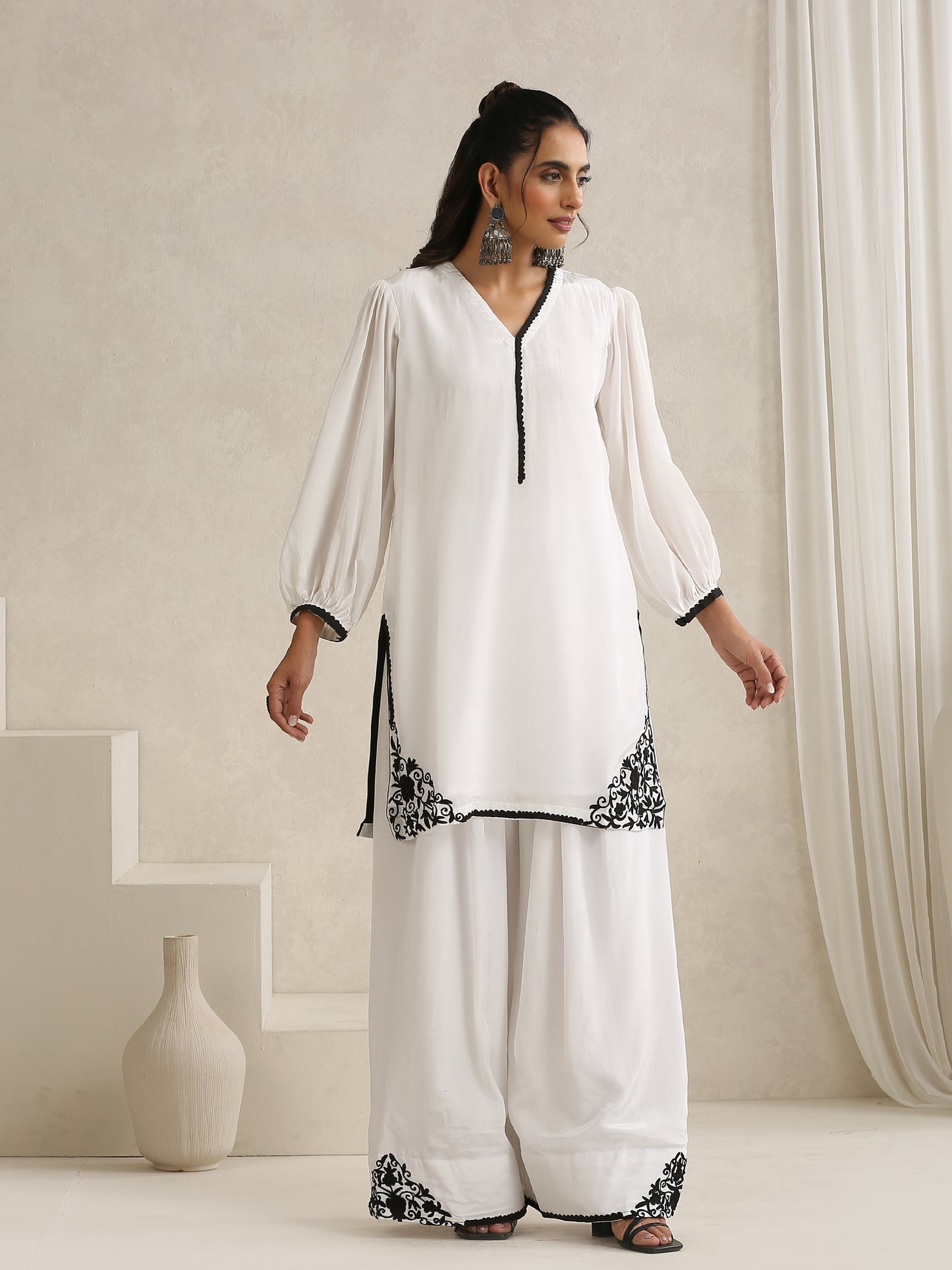 Nargis Black & White Farshi Salwar Suit Set