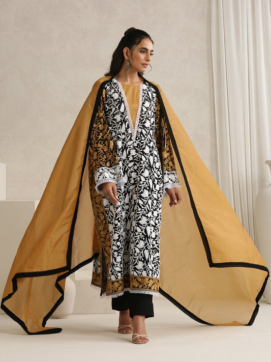 Nargis Black & White Suit Set