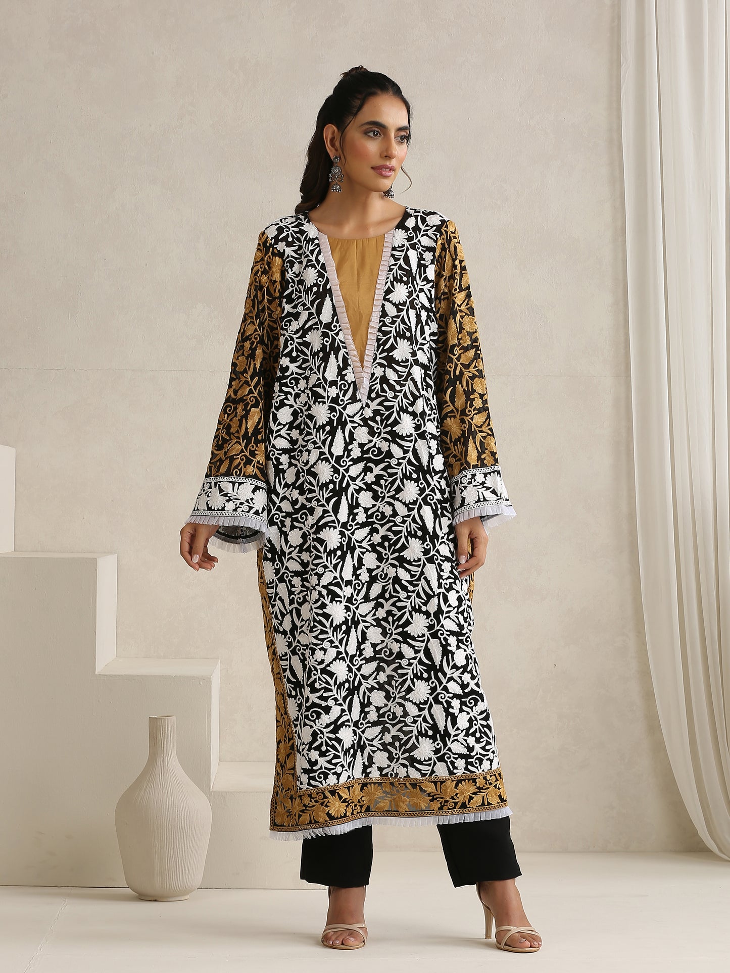 Nargis Black & White Suit Set