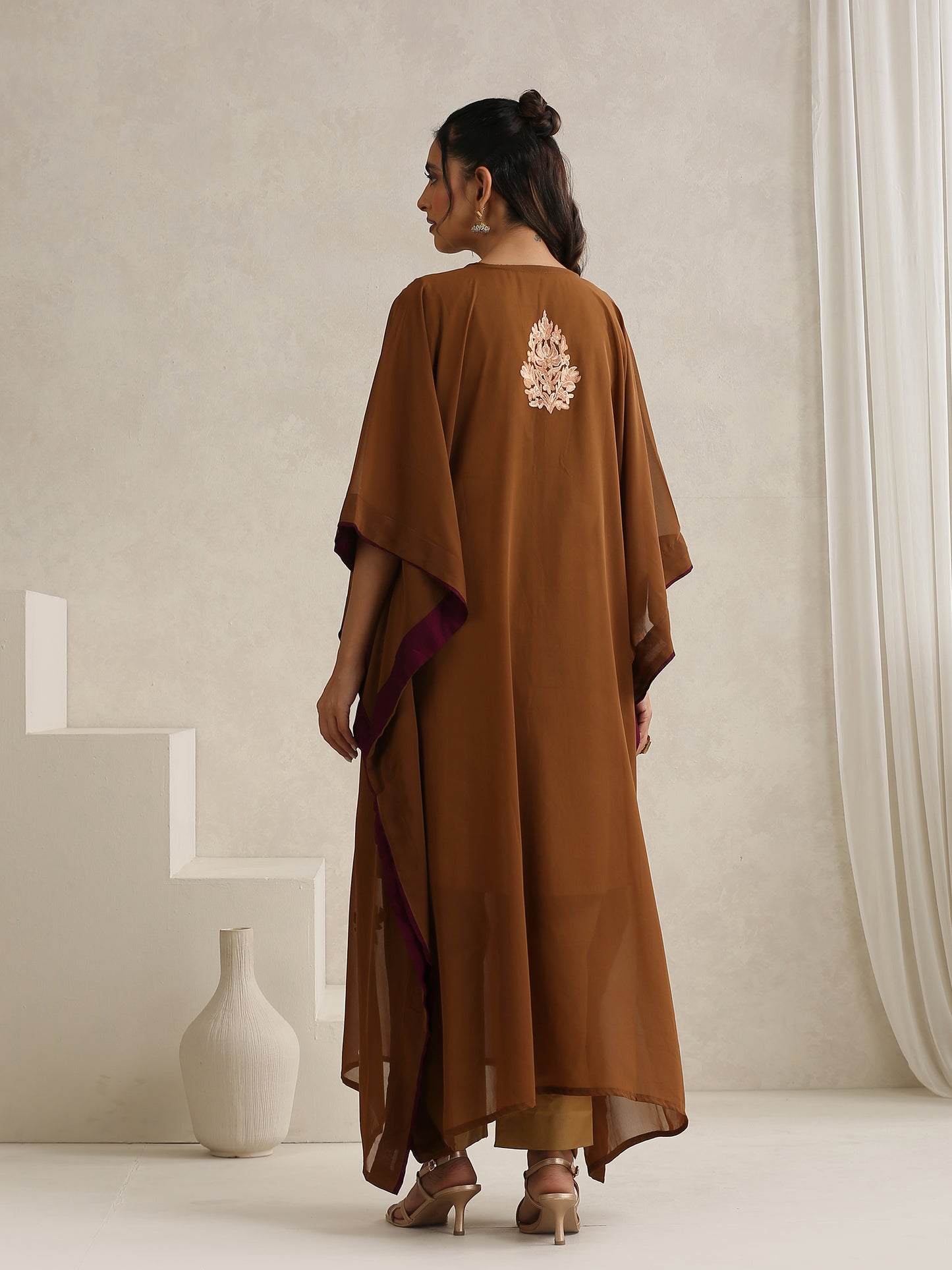 Nargis Brown Kaftan Set