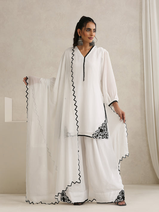 Nargis Black & White Farshi Salwar Suit Set