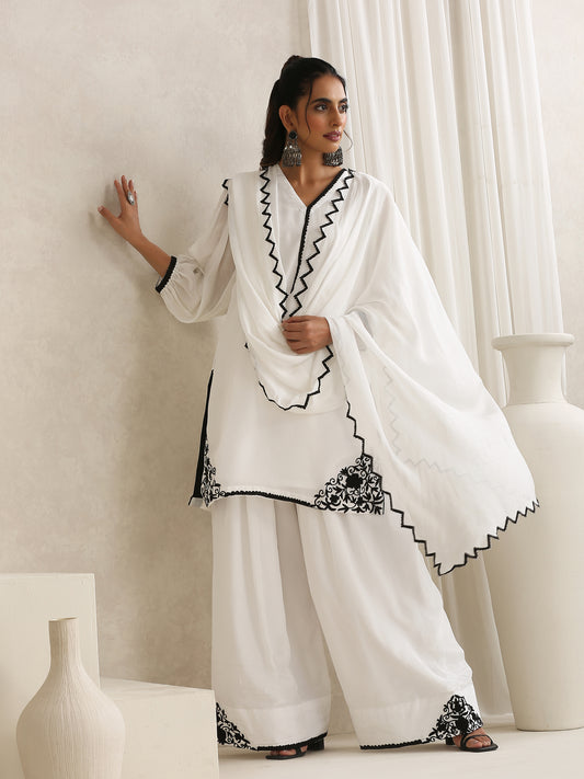 Nargis Black & White Farshi Salwar Suit Set