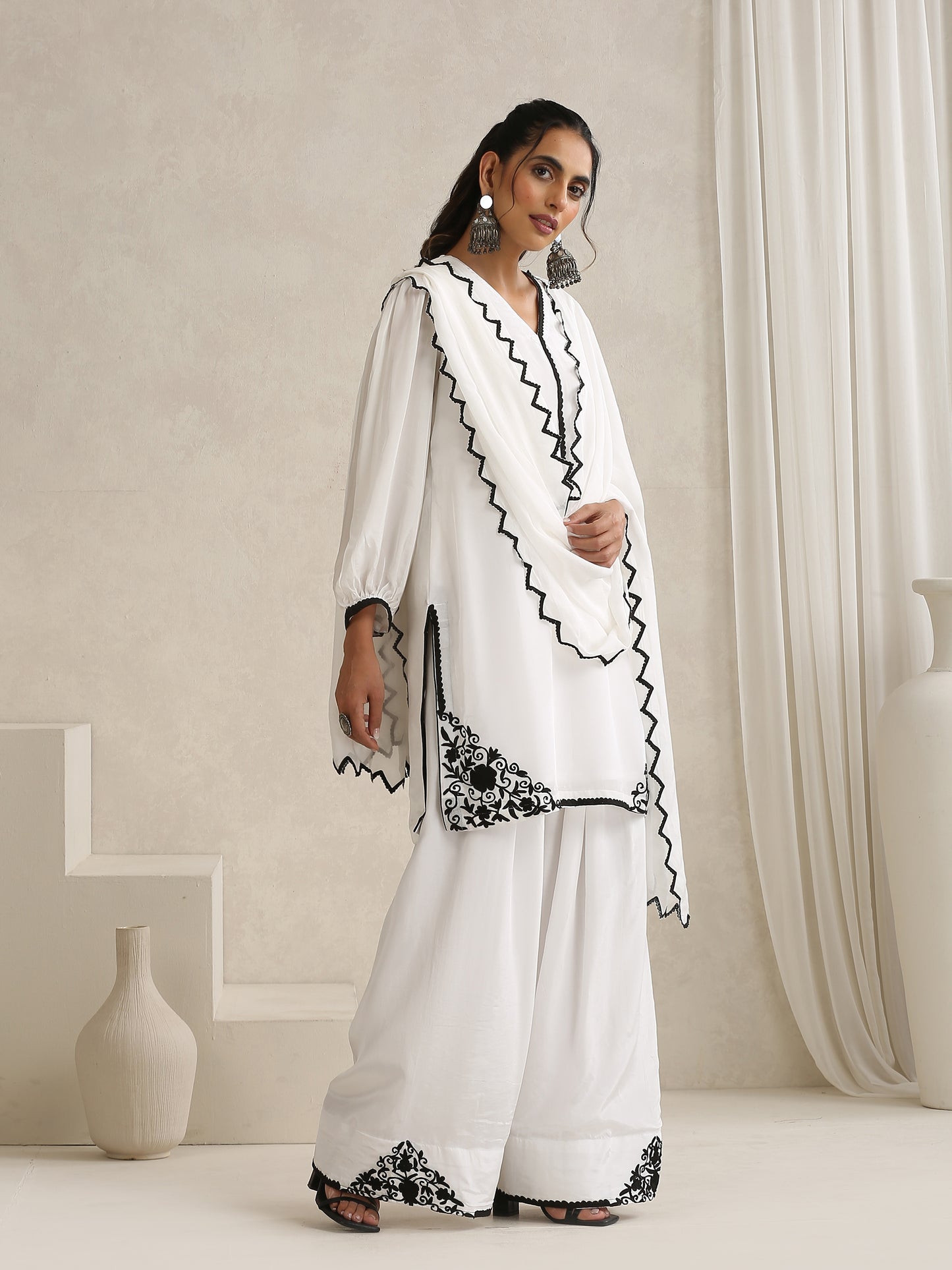 Nargis Black & White Farshi Salwar Suit Set