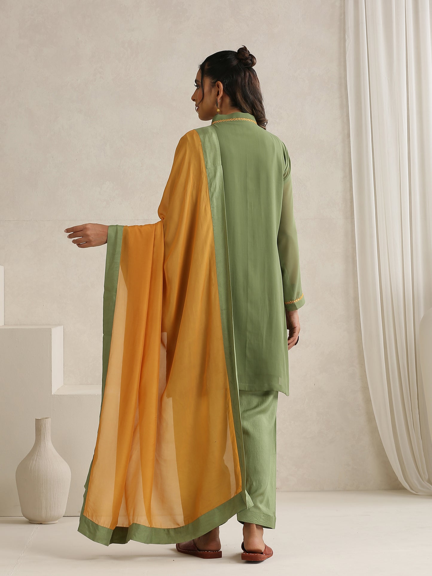 Nargis Mehndi Green Suit Set