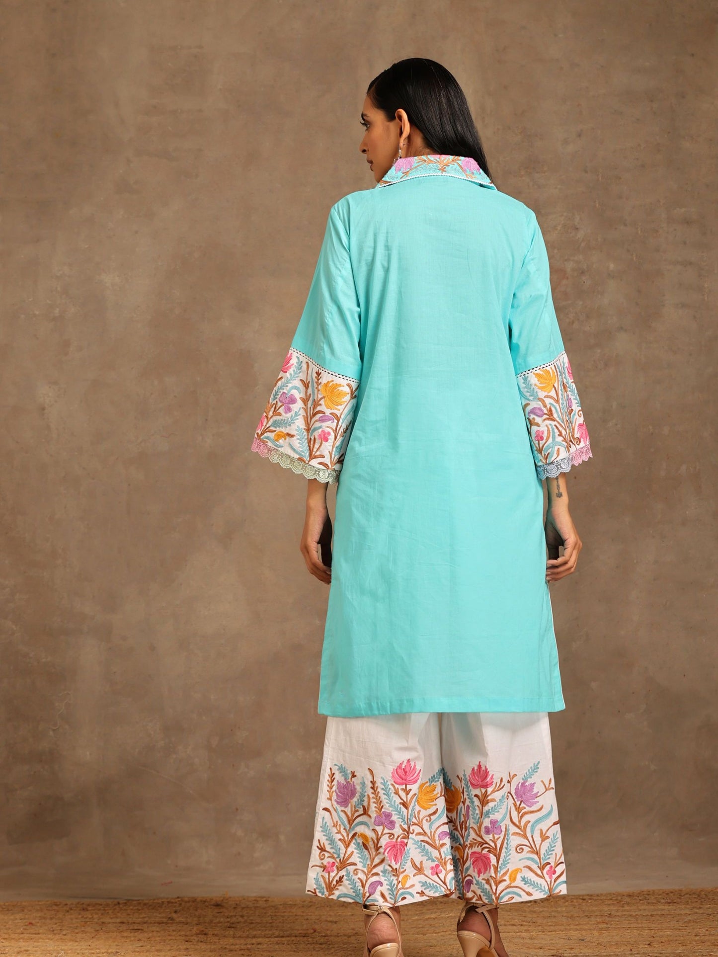 Aghaaz Skyblue & White Co-ord Set