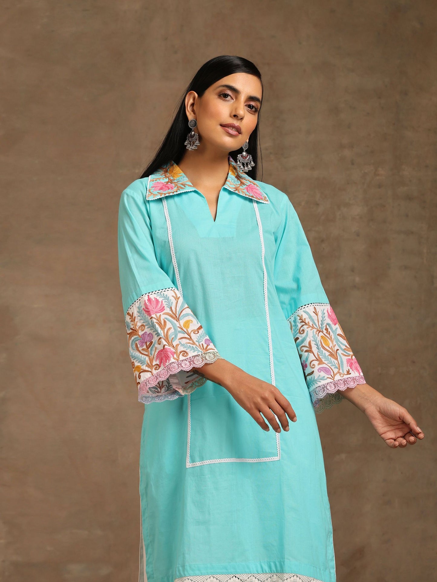 Aghaaz Skyblue & White Co-ord Set