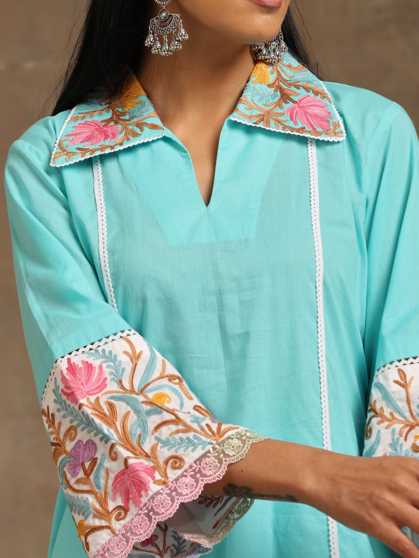 Aghaaz Skyblue & White Co-ord Set