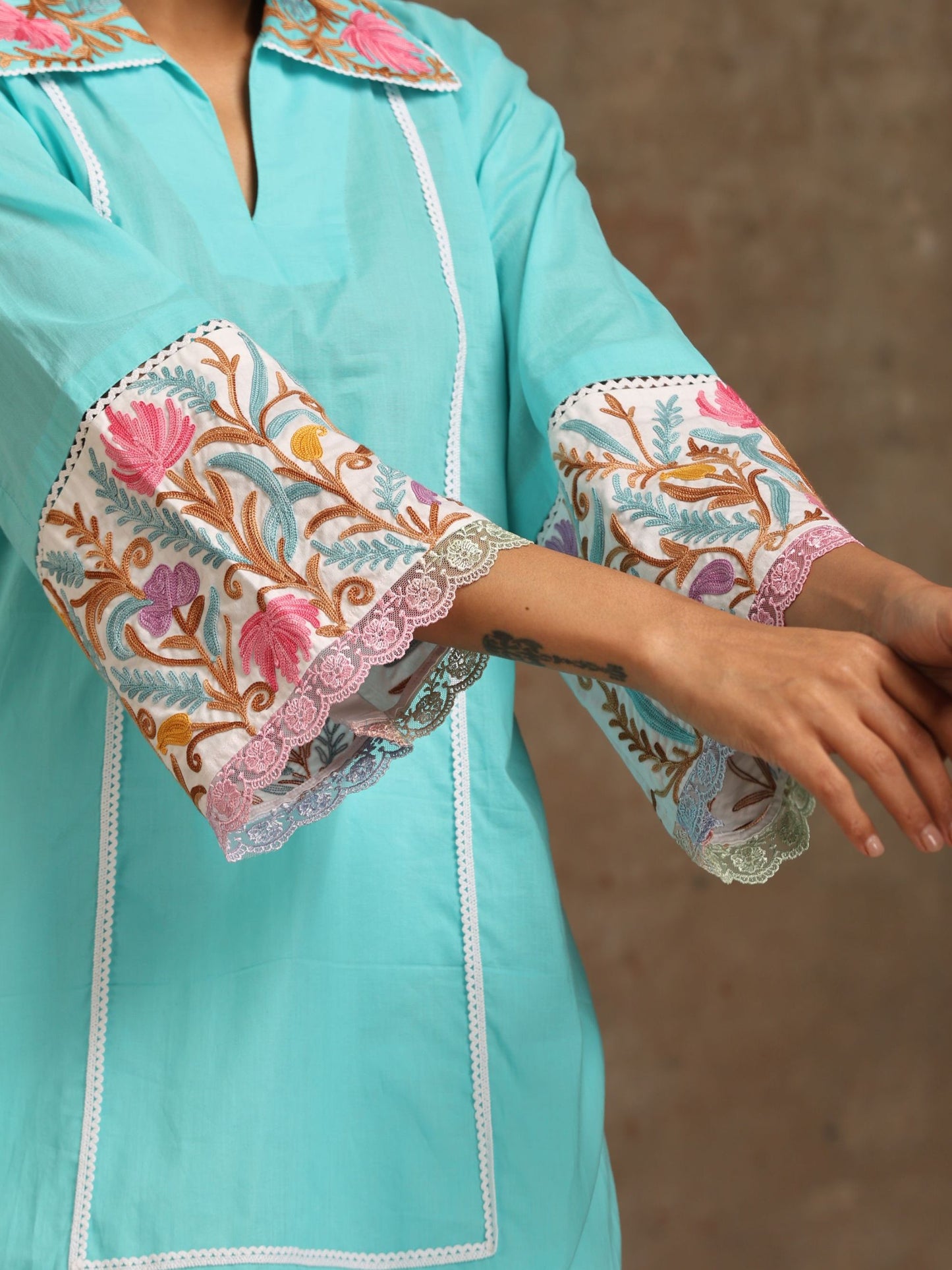 Aghaaz Skyblue & White Co-ord Set