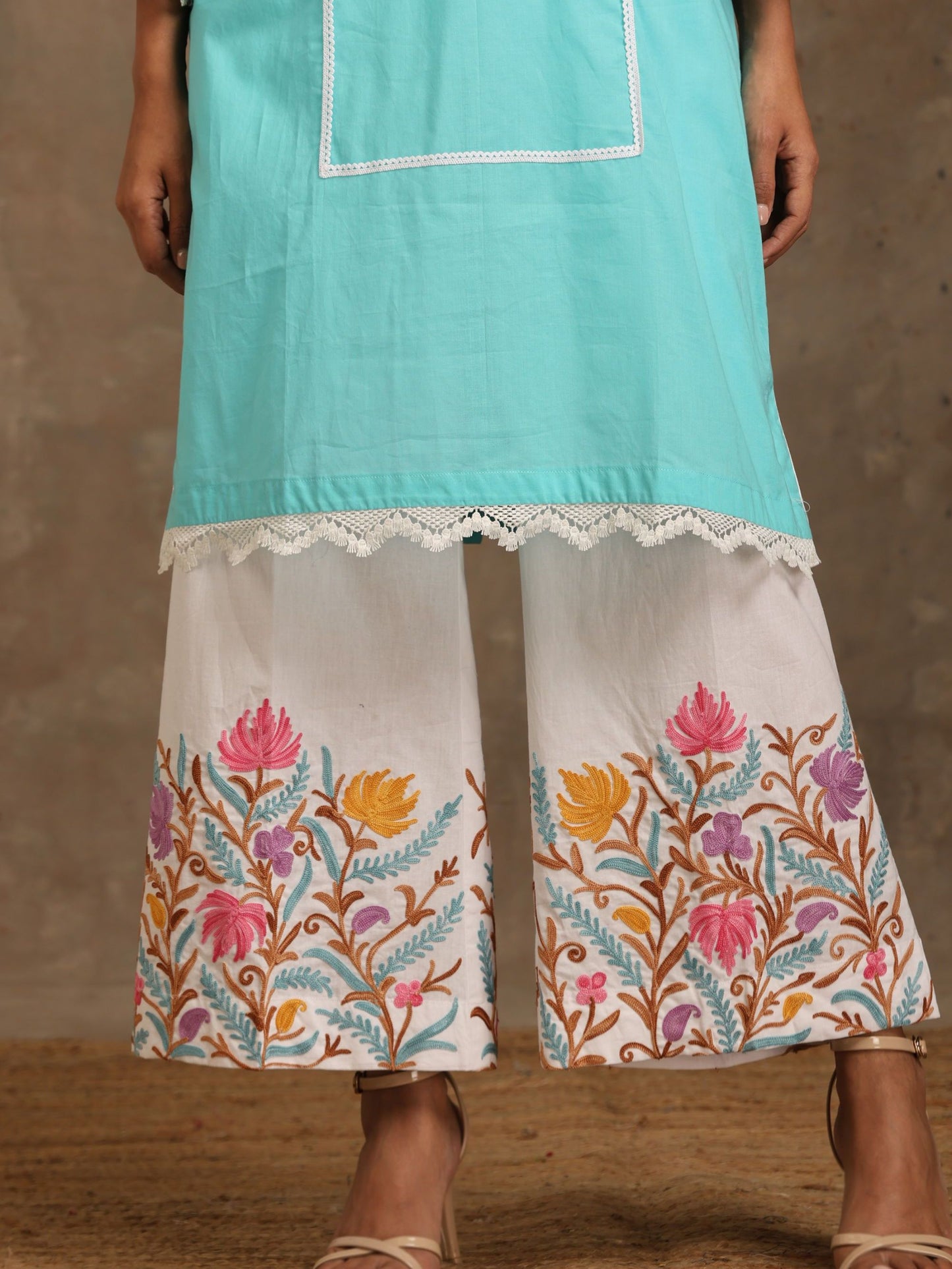 Aghaaz Skyblue & White Co-ord Set