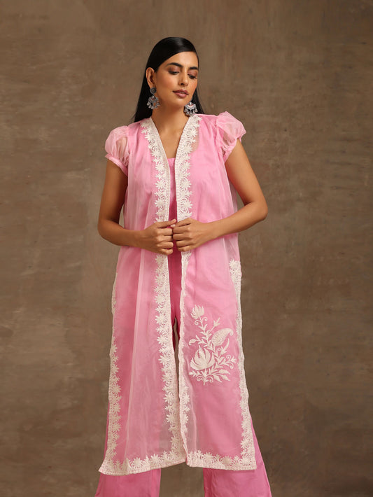 Aghaaz Rose Pink Cape Set