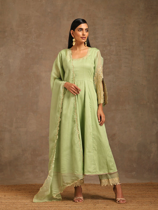 Aghaaz Olive Anarkali Suit Set