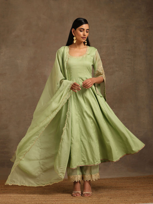 Aghaaz Olive Anarkali Suit Set