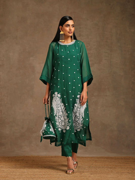 Aghaaz Bottle Green Suit Set