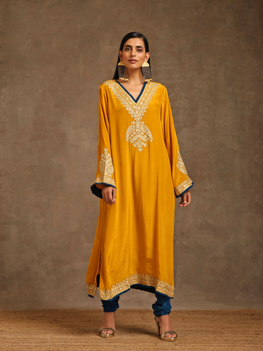 Aghaaz Mustard & Blue Pheran Set