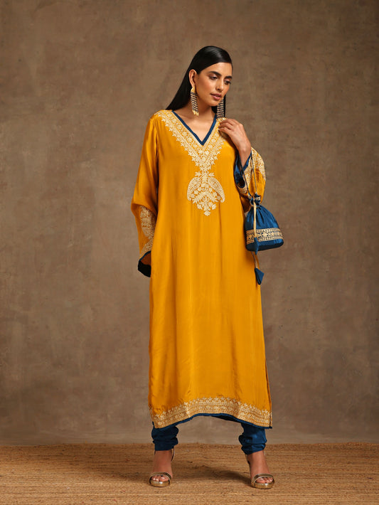 Aghaaz Mustard & Blue Pheran Set